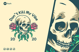 Skull And Rose - Illustration