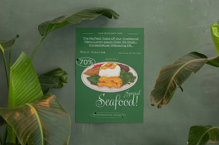 Green And White Restaurant Promotion, a Poster Template by Bizz_District_Studio