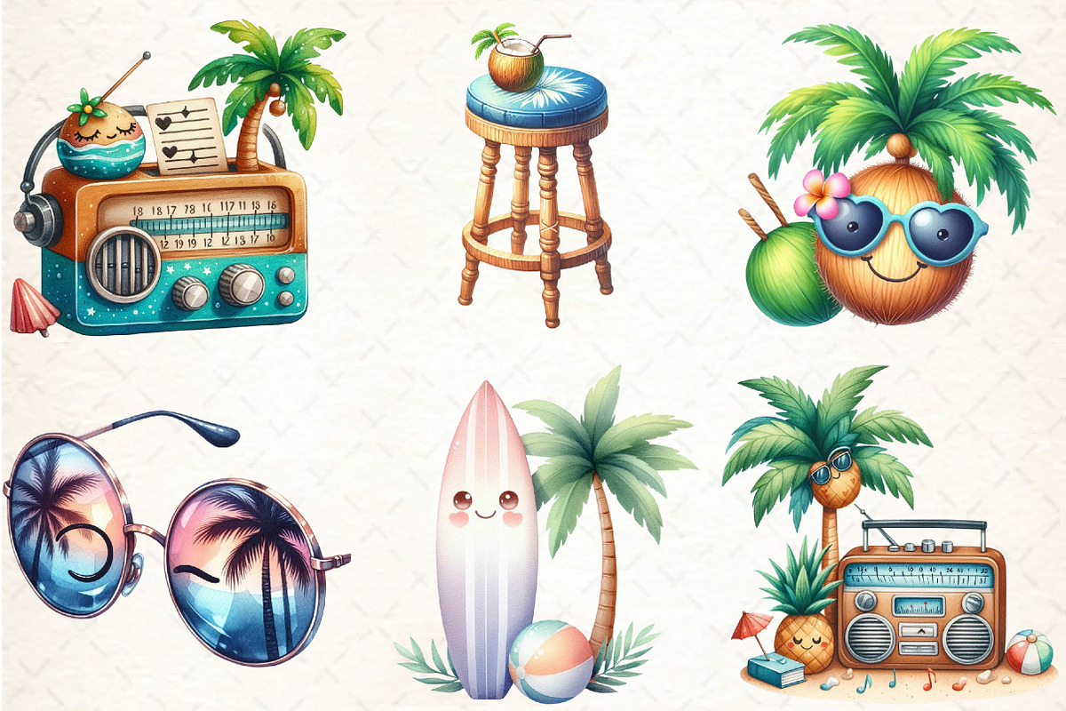 Watercolor Summer Clipart, an Illustration by DreamCafeArt (Photo 4 of 7)