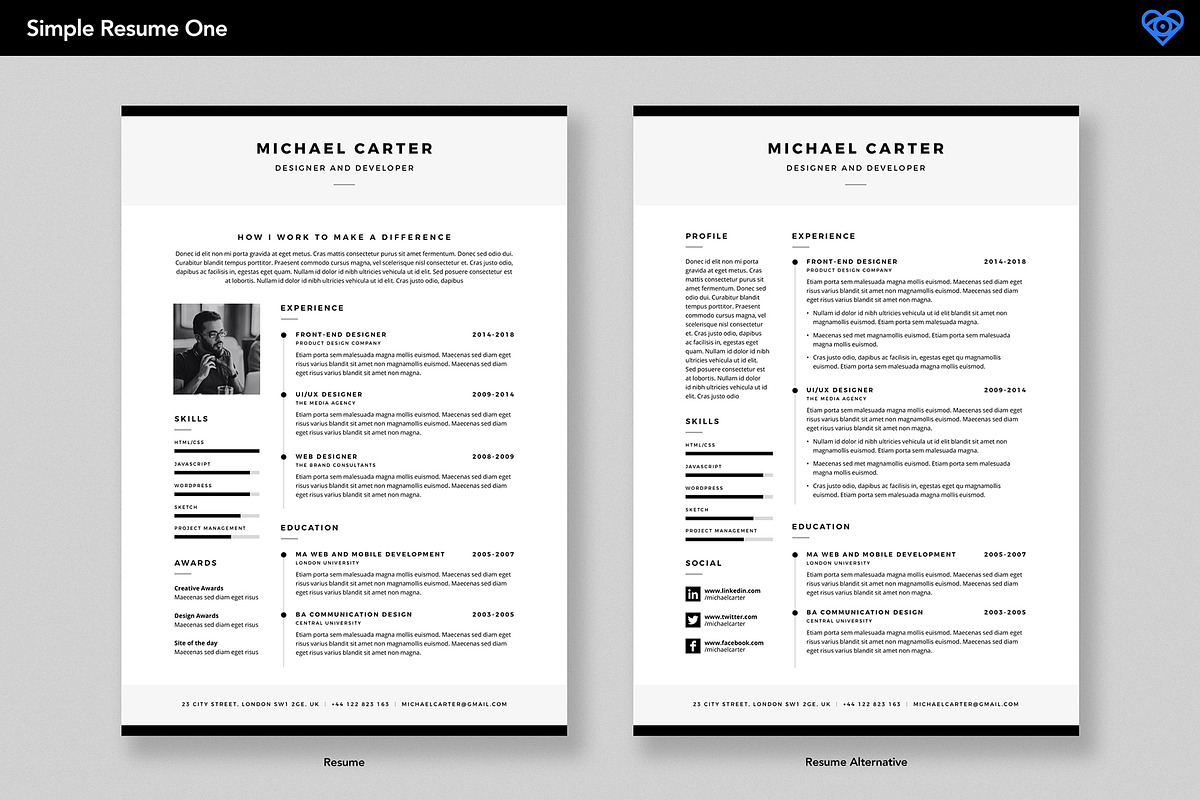 Resume Bundle - Save 60%, a Resume Template by ikono.me (Photo 5 of 11)