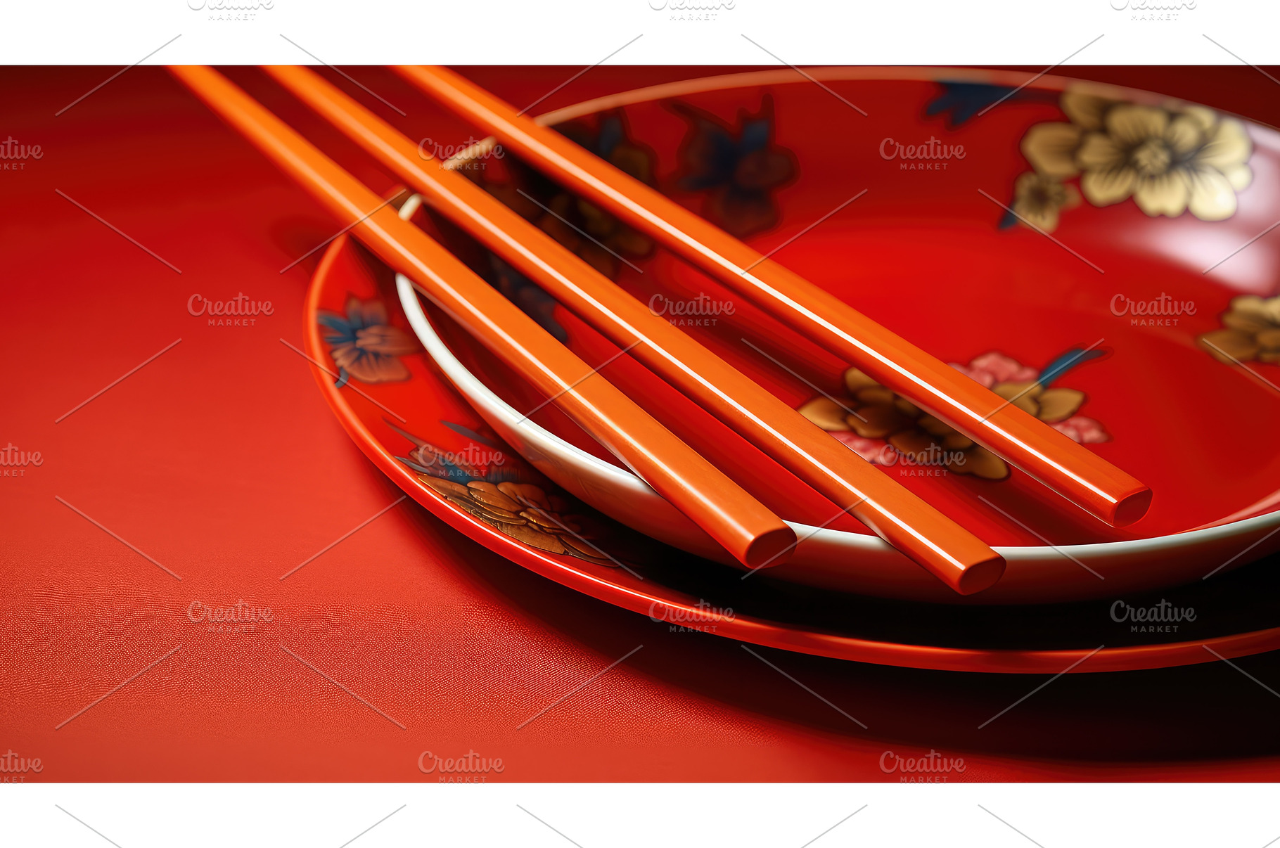 vibrant red chopsticks ai generated, an Abstract Photo by pikepicture