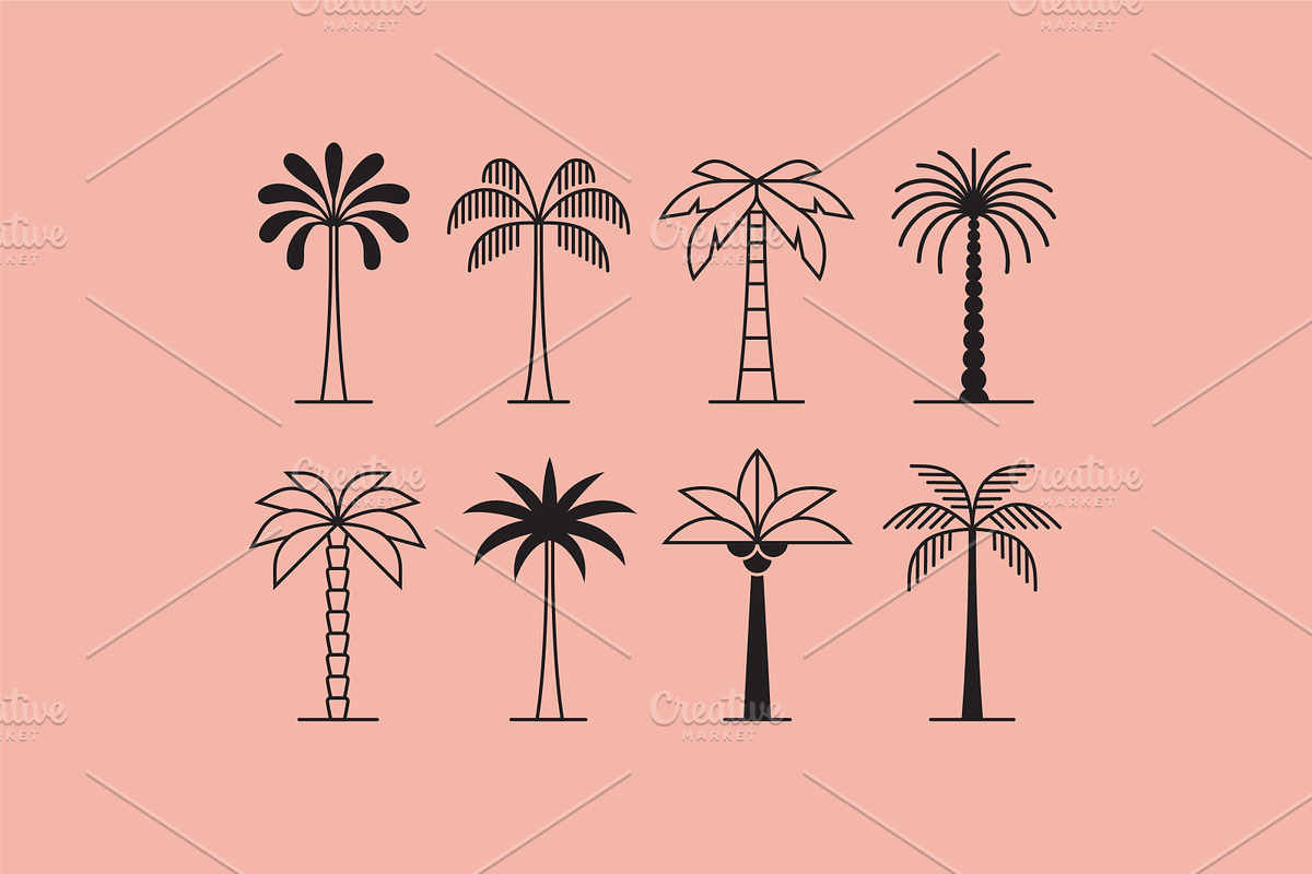 8 palm tree logo templates in vector, a Branding & Logo Template by MaryArt (Photo 3 of 4)