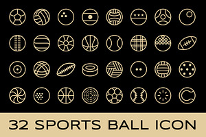 Sports Balls Outline Icons, an Outline Icon by Buqancreative