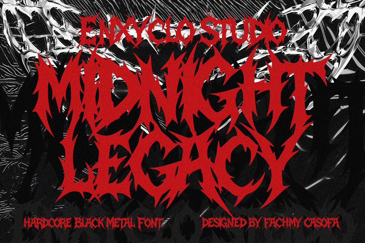 MIDNIGHT LEGACY — Black Metal Font, a Blackletter Font by Enxyclo Studio (Photo 1 of 15)