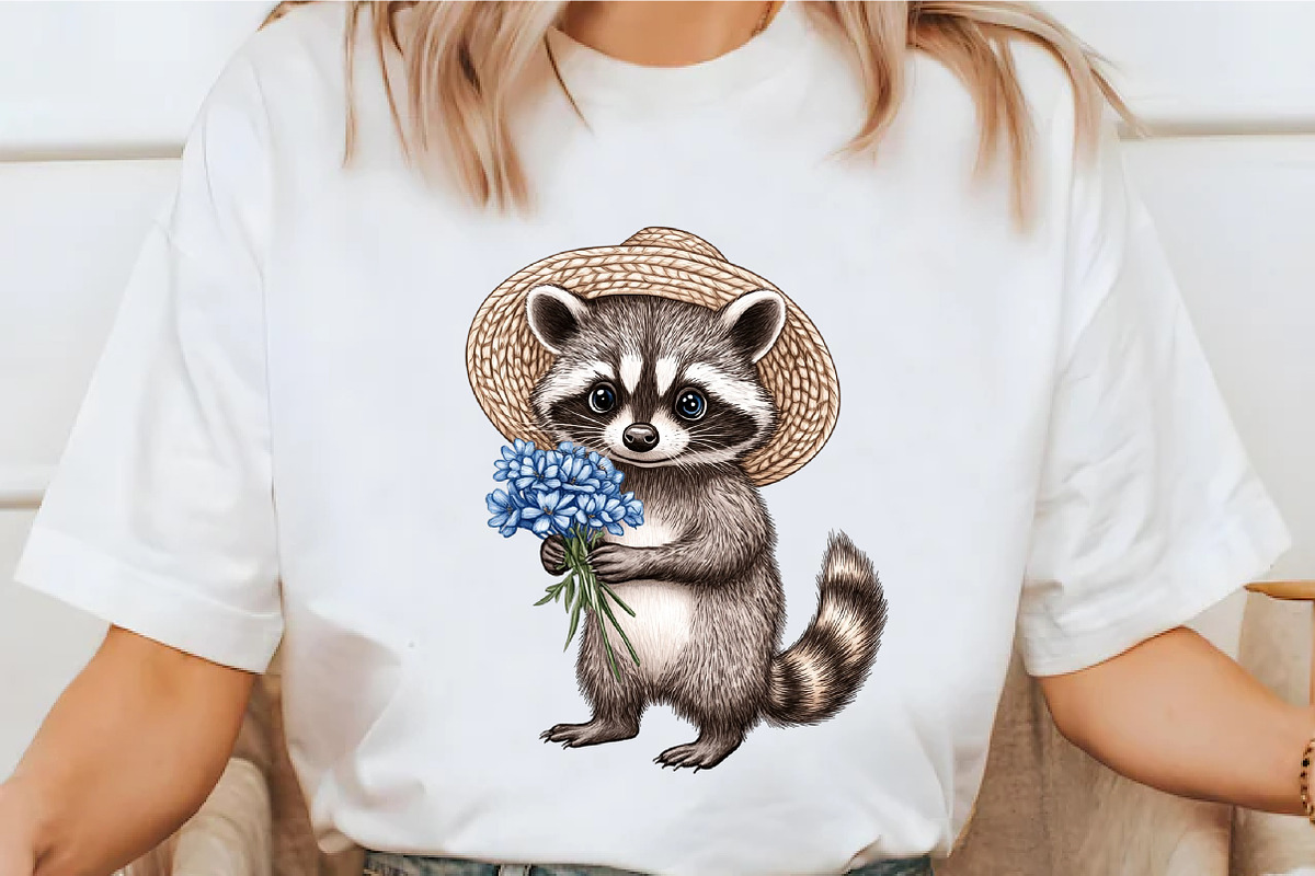 Summer Raccoon Clipart Set PNG, an Illustration by designcity5 (Photo 5 of 5)