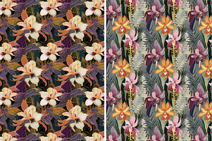 Moire Floral Seamless Patterns