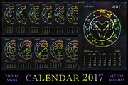 ZODIAC CALENDAR 2017 - green vector, a Texture Illustration by Nadin_Lebedeva (Thumbnail 1 of 7)