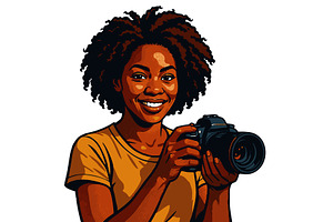 Female Photographer Holding DSLR, a Person Illustration by AlexArt