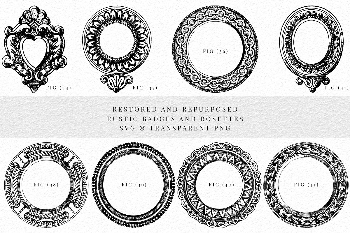 Badges and Rosettes Rustic Clipart, a Decorative Illustration by Century Library (Photo 8 of 9)