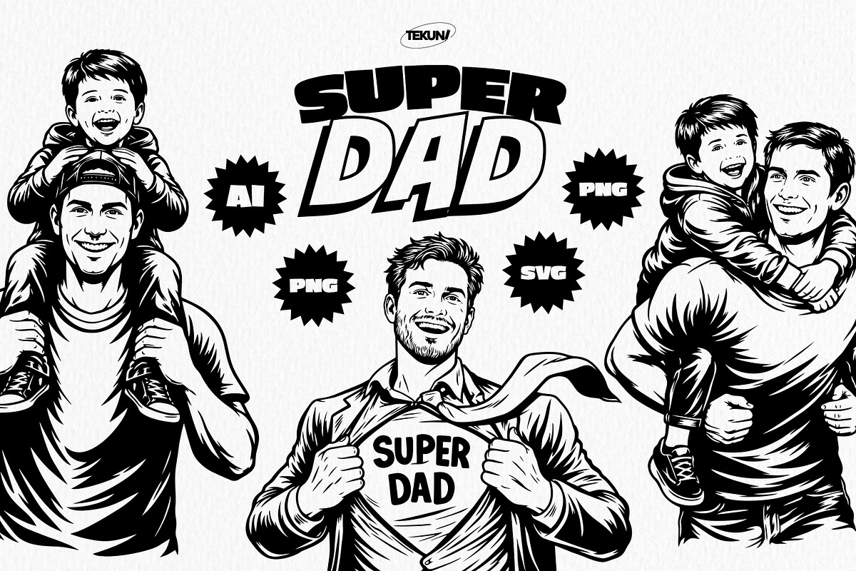 Super Dad Vector Pack, a Person Illustration by Tekuni (Photo 1 of 7)