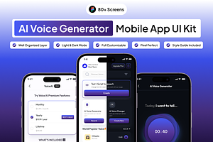 AI Voice Generator Mobile App UI Kit, an UI Kit Template by Moni Studio