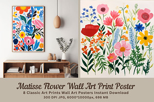 8 Matisse flower wall art print