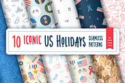 Iconic US Holidays Seamless Pattern, a Pattern Graphic by oelhoem (Thumbnail 1 of 5)