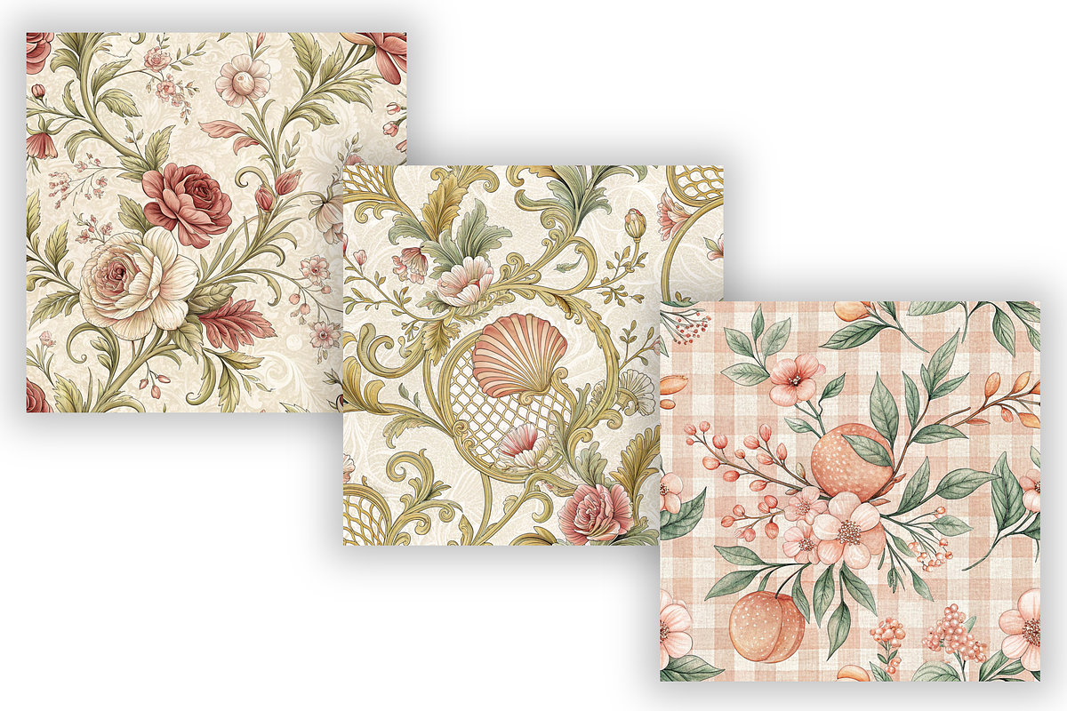 Rococo Toile Digital Paper Pack, a Pattern Graphic by FloridPrintables (Photo 4 of 9)