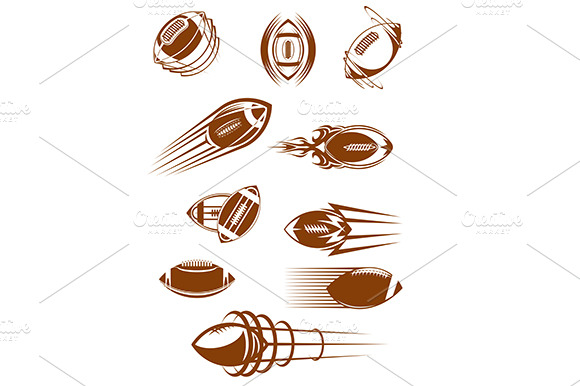 Brown Rugby Ball Icons