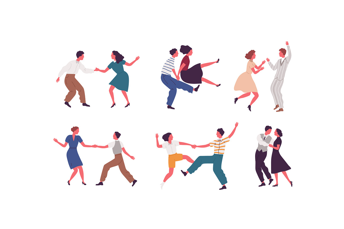 Couples dancing lindy hop, swing set, a Person Illustration by Good Studio (Photo 5 of 5)
