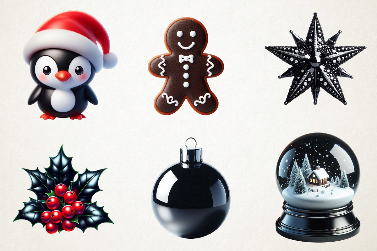 Black Christmas Clipart Set, an Illustration by RobertsArt (Photo 2 of 4)