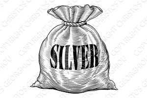 Sack Bag of Silver in Vintage, an Object Illustration by Christos Georghiou