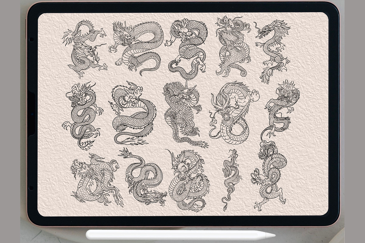 dragon Dragon Stamps procreate, a Brush Add-On by TaKong Magics (Photo 4 of 4)
