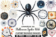 Watercolor Halloween Spider Web PNG, an Illustration by Craft Nest (Thumbnail 1 of 6)