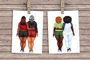 Best Friends Clipart, Plus Size Girl, a Person Illustration by ArtedeCatrin (Thumbnail 7 of 10)