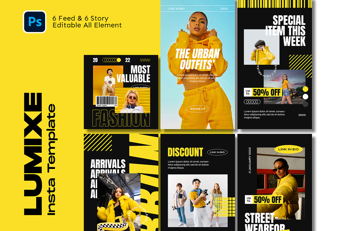 Lumixe Streetwear Instagram Template, a Social Media Template by Shinra Labs (Photo 1 of 5)