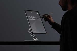 iPad Pro Stand Mockup / Dusk 01, an iPad Mockup by Mockup Cloud