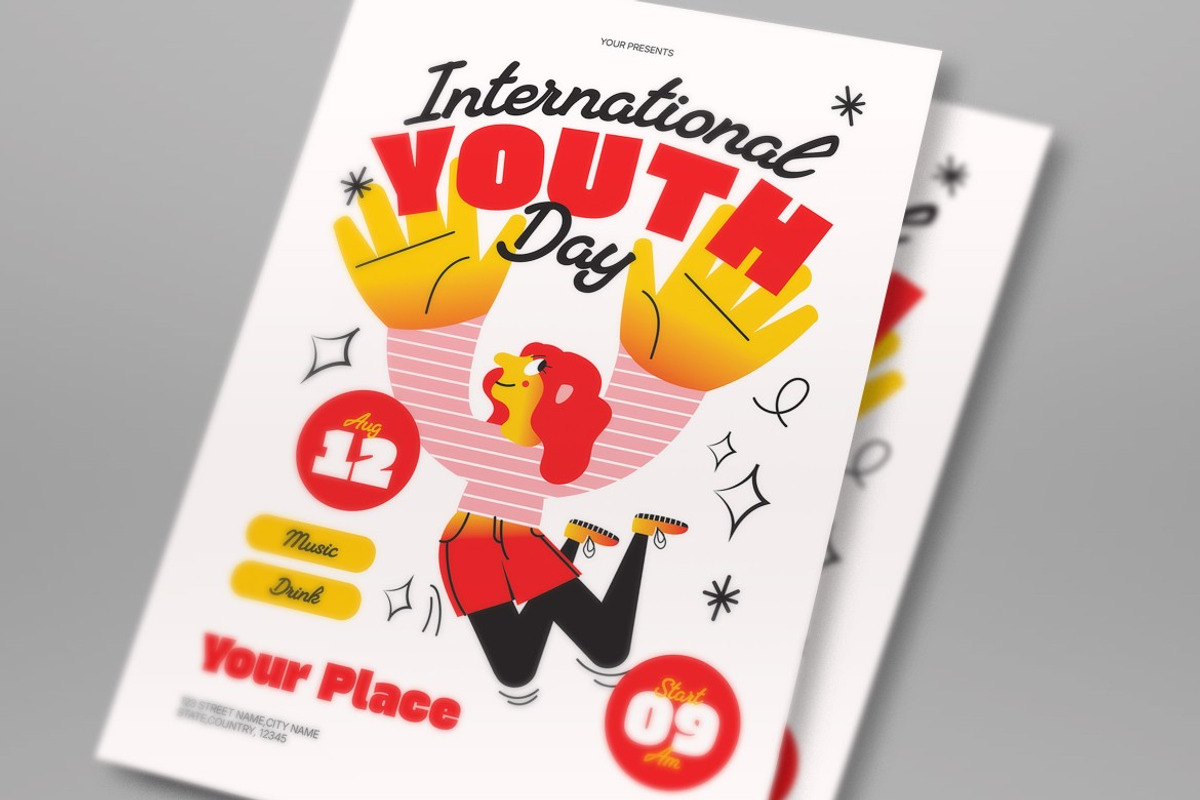 White Youth Day Flyer Set, a Flyer Template by graphicook (Photo 2 of 3)