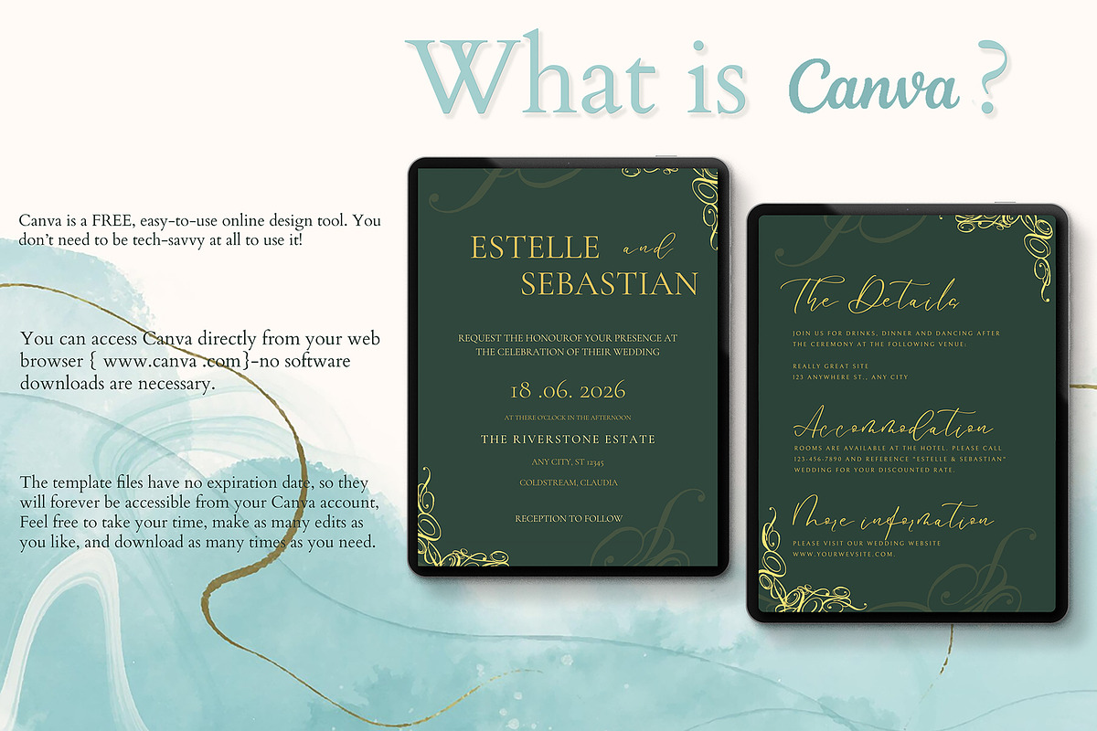 Canva *Elegant* Wedding Invitation, an Invitation Template by ElladesignCo (Photo 5 of 5)