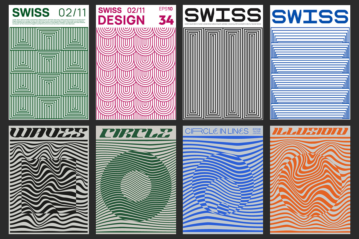 48 SWISS DESIGN VECTOR POSTERS SET, a Texture Graphic by craftlove (Photo 7 of 8)