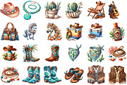 Watercolor Coastal Cowgirl Clipart, an Illustration by Sublimation Artist (Thumbnail 2 of 6)