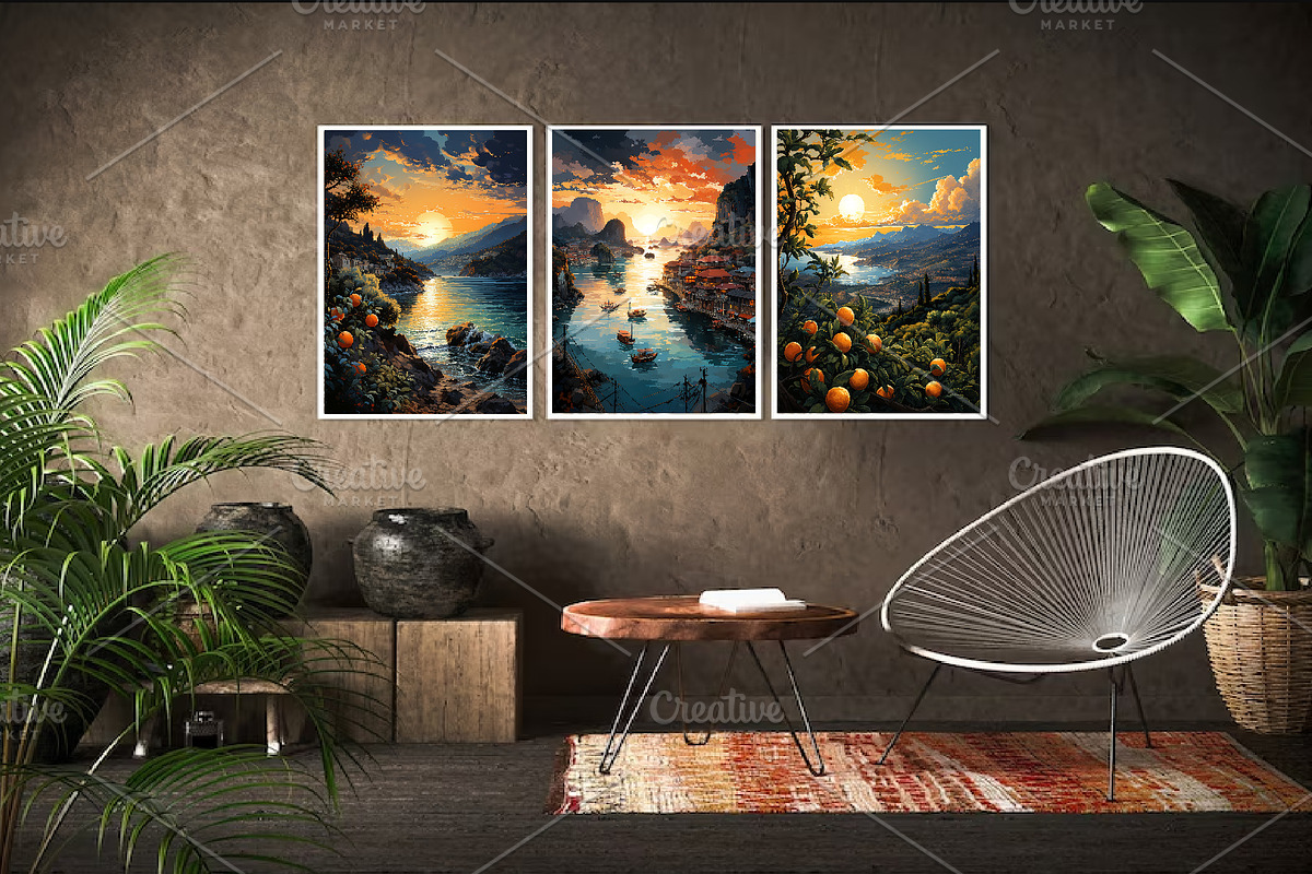 Landscape Painting Art 02. Wall Art., a Decorative Illustration by KENO Mascots (Photo 5 of 8)