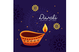 diwali festival of light lettering, an Illustration by studiogstock