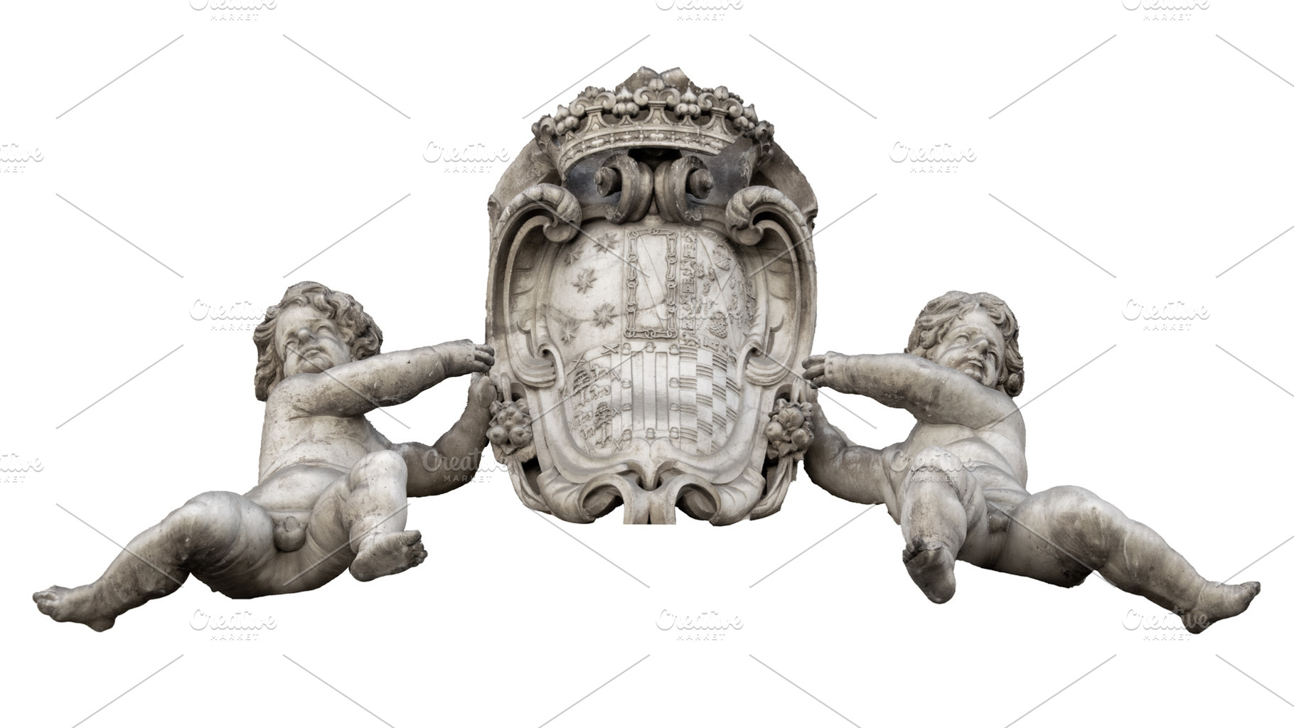Isolated image of cherubims holding a coat of arms, an Arts & Entertainment Photo by DanFLCreativo