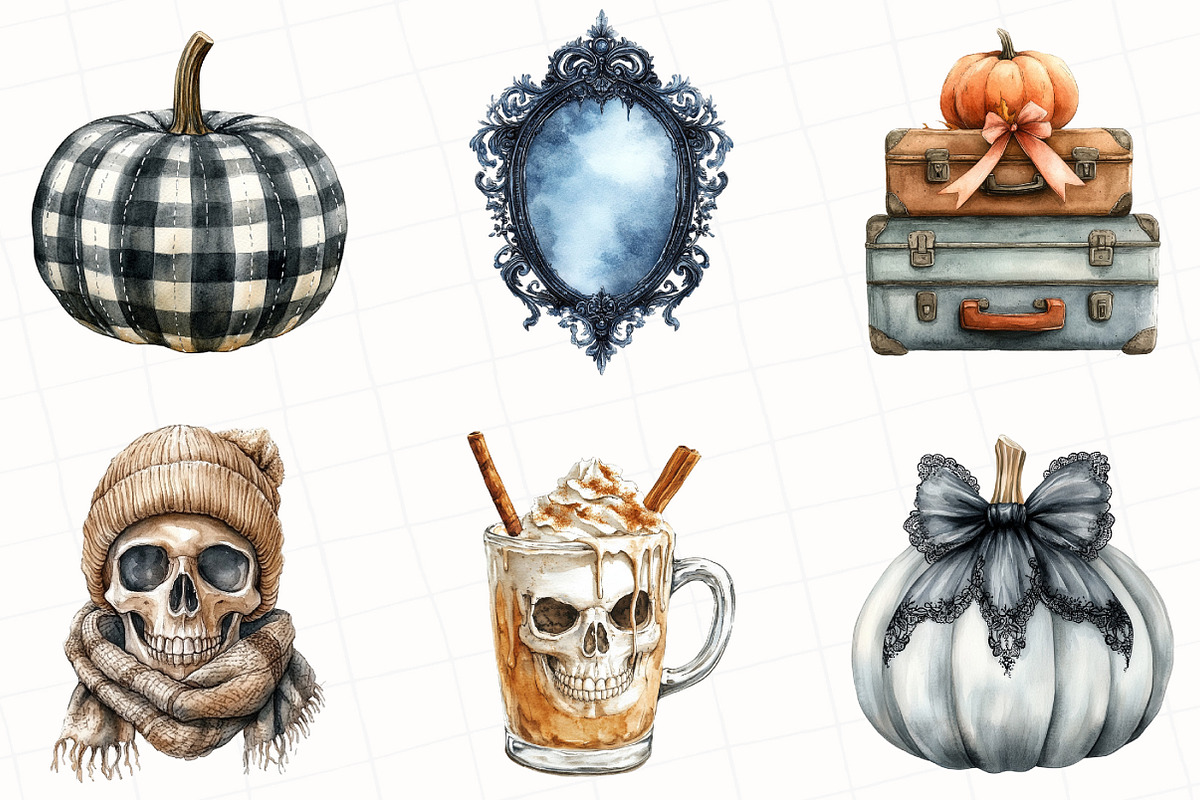 Watercolor Creepy Halloween Clipart, an Illustration by OK Design (Photo 5 of 5)