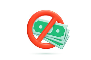 3D Cash Ban Icon with Red, a Finance Illustration by ModVector