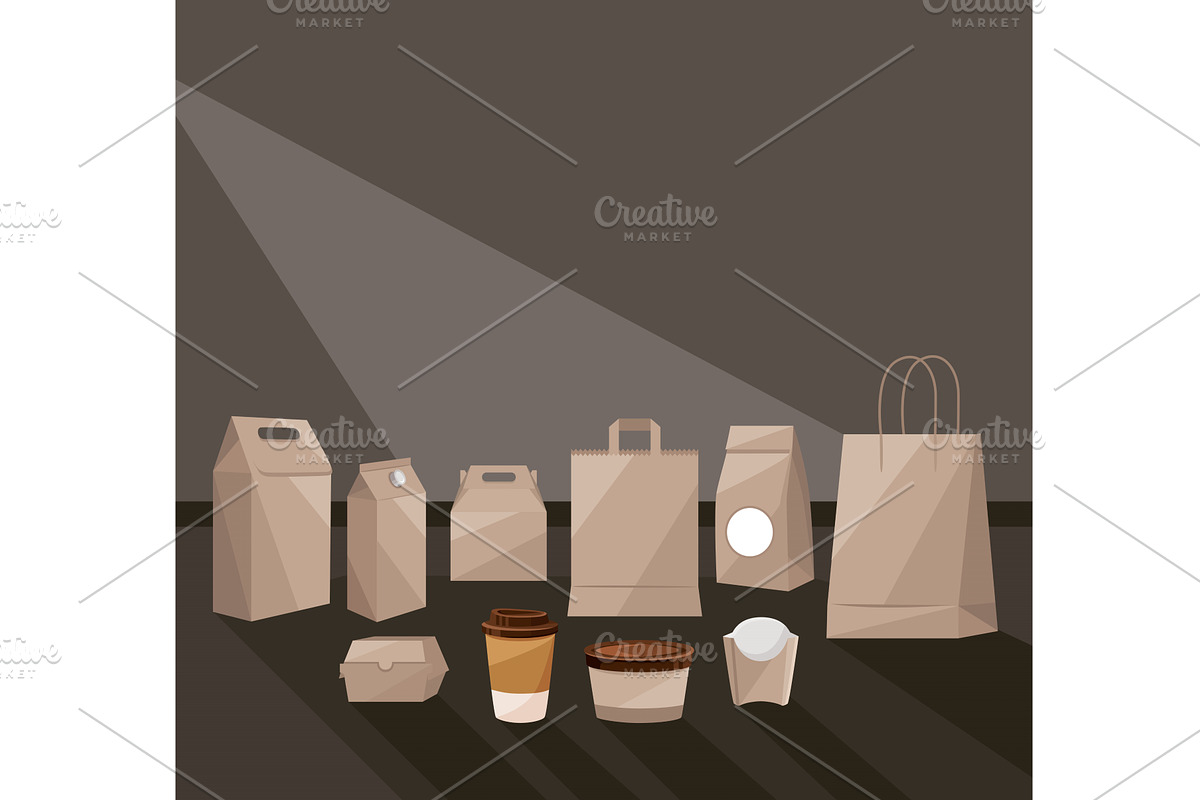 ten eco packaging mockup icons, an Object Illustration by studiogstock