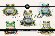 Cute Green Frog PNG Clip Art Set, an Animal Illustration by Geniecreativestudio (Thumbnail 1 of 9)