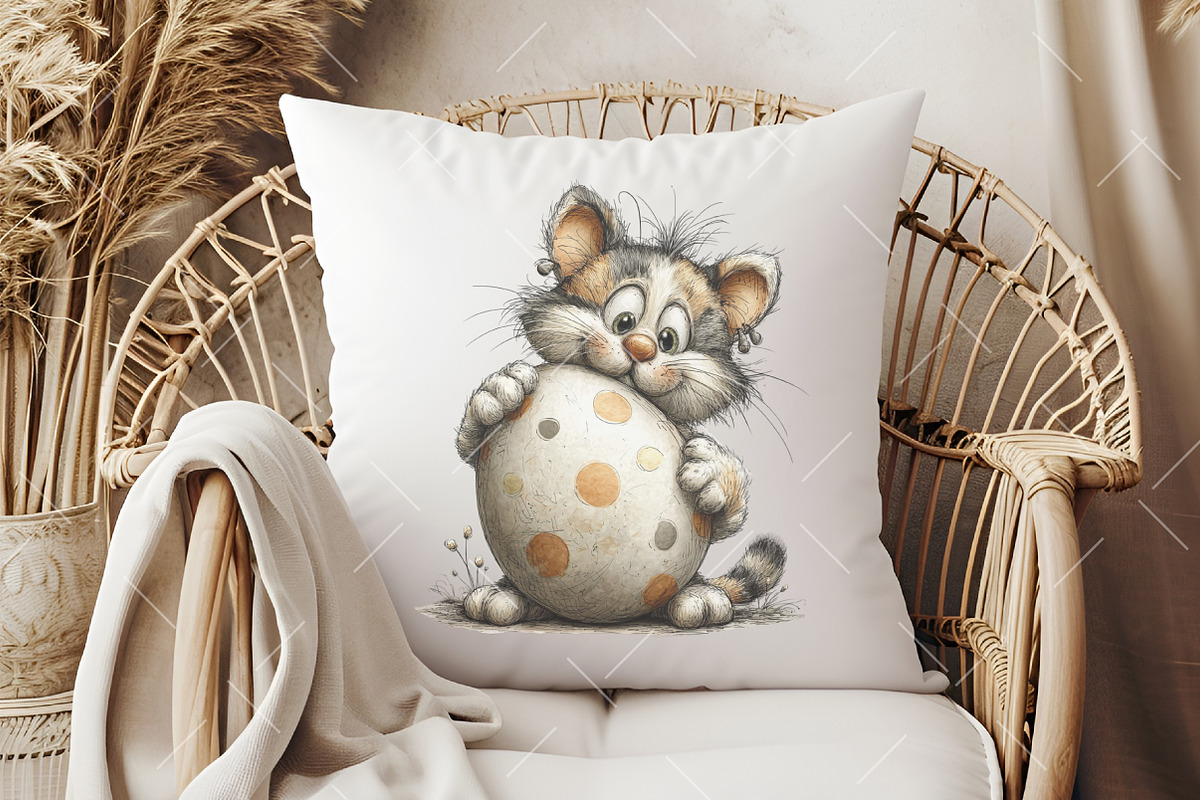 Whimsical Easter Cat Clipart Bundle, an Illustration by OK Design (Photo 6 of 6)