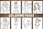 Pin Up Girl Coloring Pages, a Person Illustration by Design Station (Thumbnail 4 of 4)