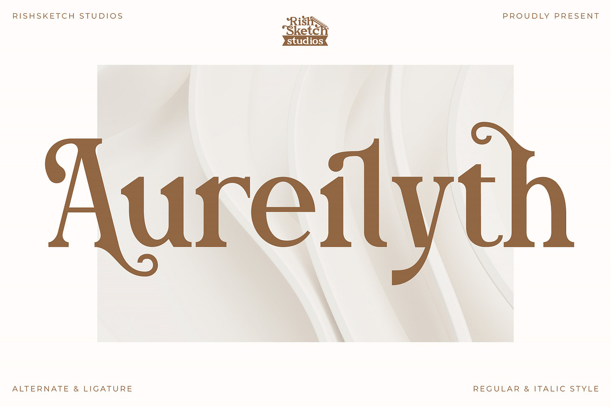 Aureilyth - Serif Typeface Font, a Serif Font by Rishsketch (Photo 1 of 14)