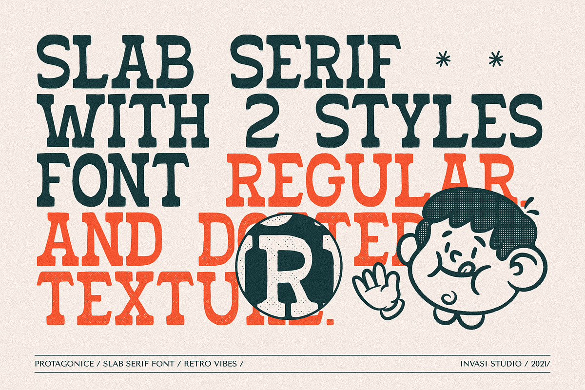 Protagonice - Retro Slab, a Slab Serif Font by Invasi Studio (Photo 2 of 10)
