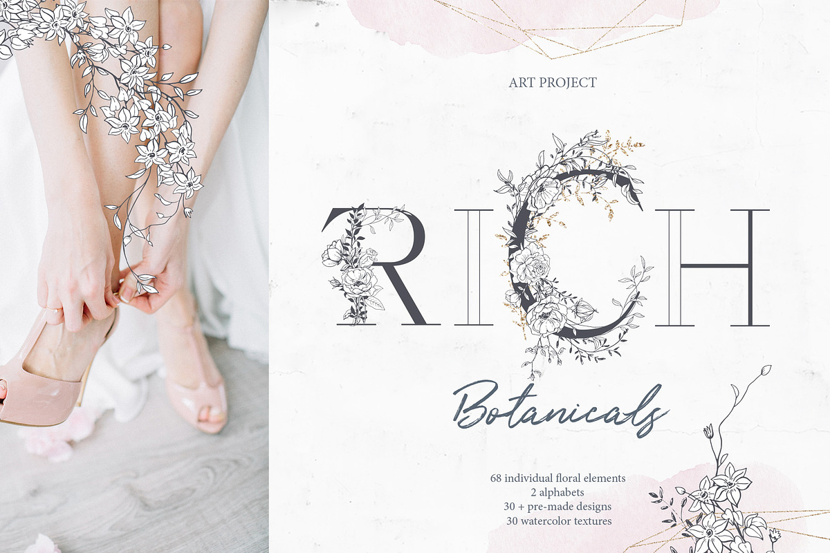 Rich Botanicals & Monograms, a Texture Illustration by Pink Ocean (Photo 1 of 17)