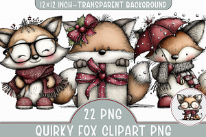 Quirky Fox Clipart PNG, an Illustration by Libby Wishes