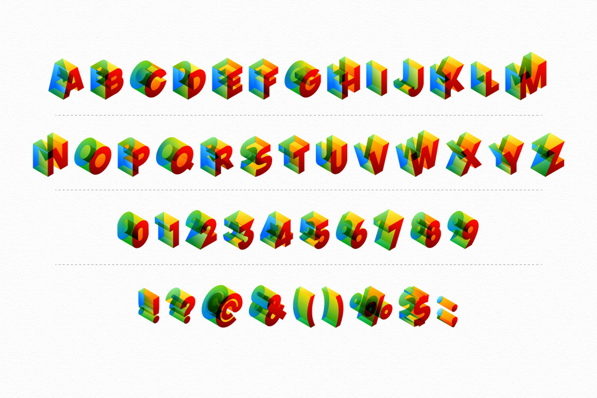 Vector colored isometric alphabet preview 2