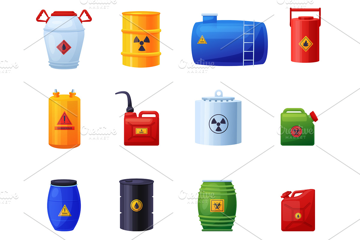Toxic containers. Metal and plastic, an Illustration by LadadikArt