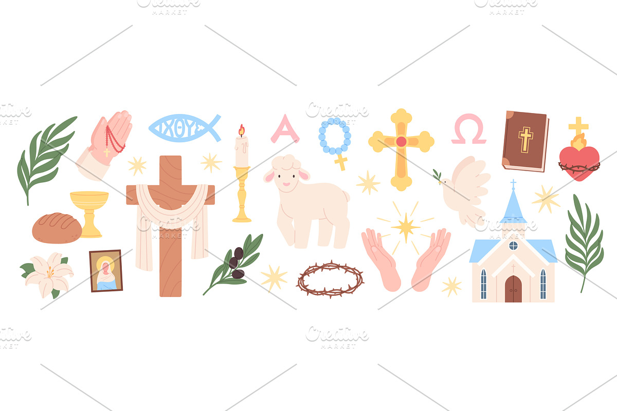 Christian signs set. Isolated, an Illustration by LadadikArt