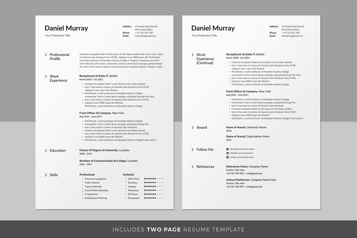 Resume/CV, a Resume Template by Creatune (Photo 2 of 7)