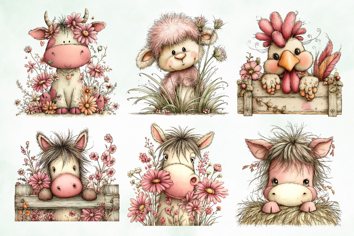 Whimsical Peeking Farm Animals, an Animal Illustration by Creative Art (Photo 5 of 8)
