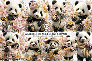 Watercolor Spring Panda Clipart PNG, an Illustration by Canvas Craft (Thumbnail 1 of 7)